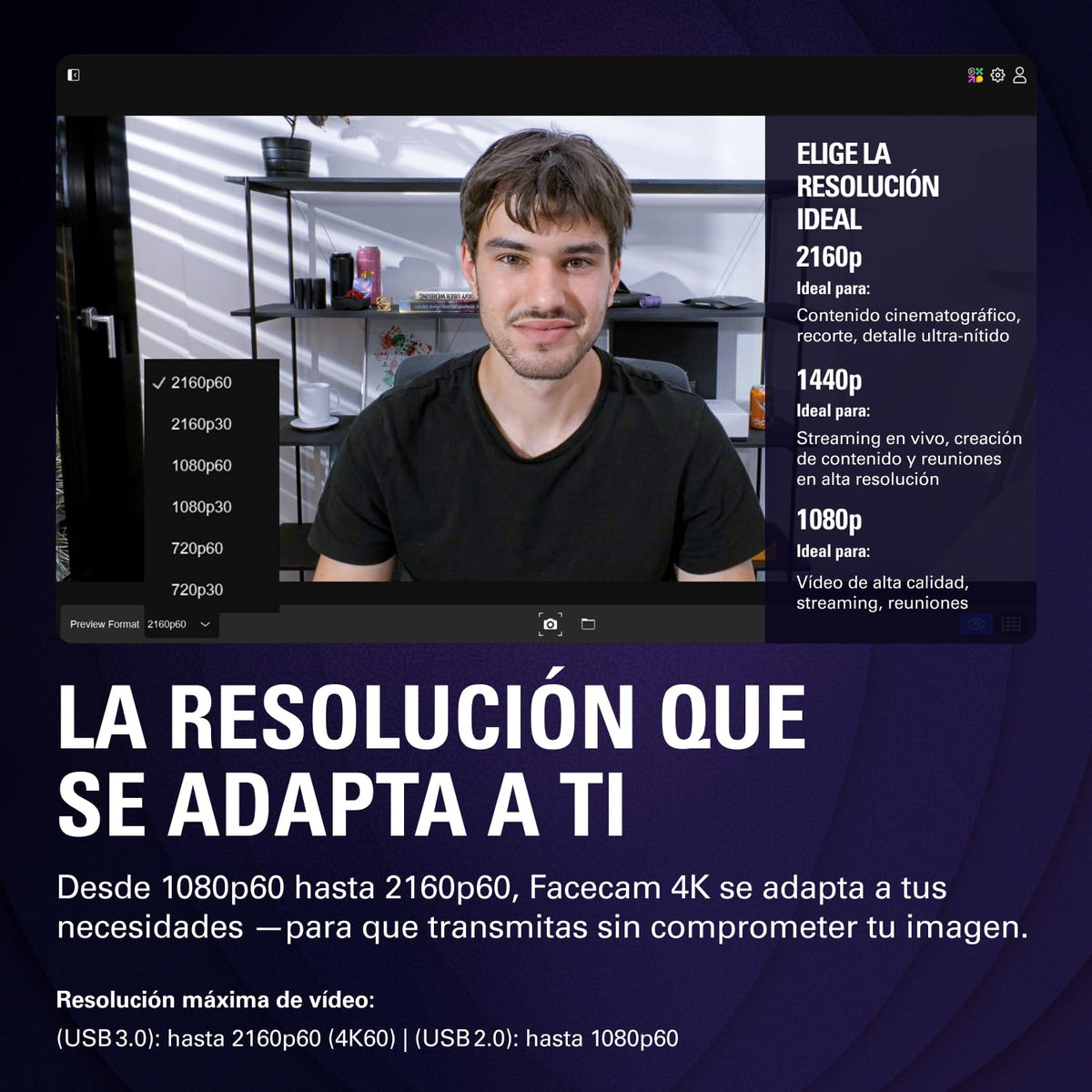 Elgato Facecam 4K, cámara web de estudio 4K60 | Sony-STARVIS-2 - Filtro de lente de 49 mm, sin comprimir, HDR, respetuoso con el medio ambiente, USB-C