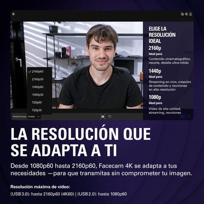 Elgato Facecam 4K, cámara web de estudio 4K60 | Sony-STARVIS-2 - Filtro de lente de 49 mm, sin comprimir, HDR, respetuoso con el medio ambiente, USB-C