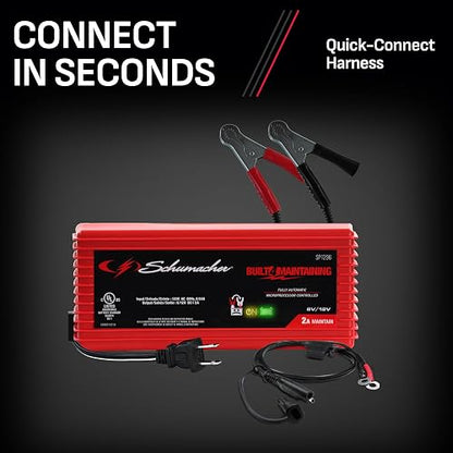 Schumacher SP1296 Cargador y Mantenedor de Batería Completamente Automático 2A 6V/12V