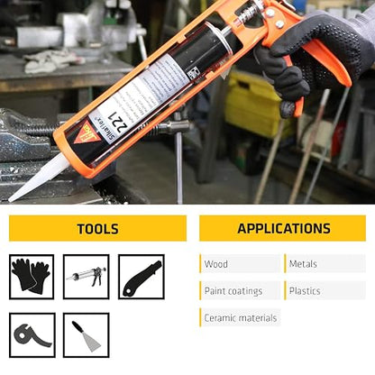 Sika - Adhesivo/Sellador de Poliuretano - Sikaflex 221 - Fácil de aplicar en una gran variedad de superficies como metal, madera y plástico - Resistente a la interperie - Negro - Cartucho 300 ml