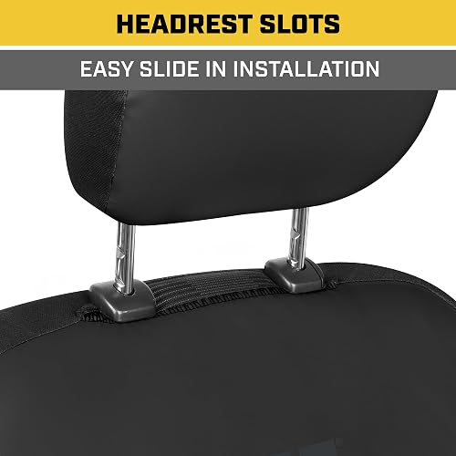 Cat FlexHybrid CASC-2434-BK Fundas de Asiento de Automóvil Negro PU + Malla Transpirable, 2 Piezas