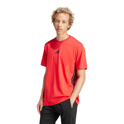 Adidas Essentials - Playera Deportiva de 3 Rayas para Hombre - XL - Pure Ruby - Black