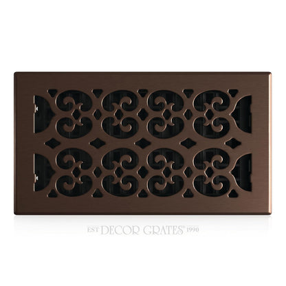 Decor Grates Scroll registro de piso, 6 X 12, bronce (Rubbed Bronze Finish)
