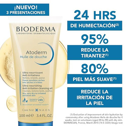 BIODERMA, Atoderm, Aceite de Ducha, Limpieza Suave y Humectante, Skincare Piel Muy Seca con Tendencia Atópica, 100ML