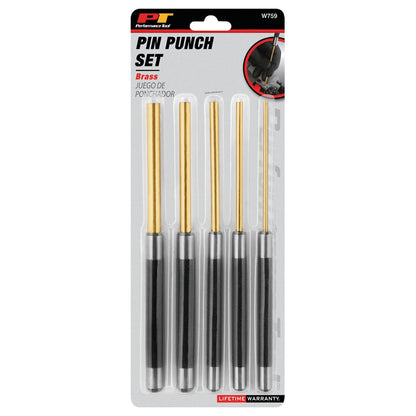 Performance Tool Juego de Punzones para Herramientas de Rendimiento, 5pcs 8" Long Brass Pin Punch