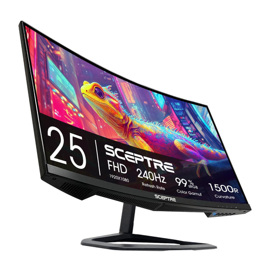 Sceptre - Monitor para juegos curvo de 24,5 pulgadas de hasta 240 Hz 1080p R1500 1 ms DisplayPort x2 HDMI x2 Altavoces integrados Blue Light Shift, Negro máquina 2023 (C255B-FWT240)