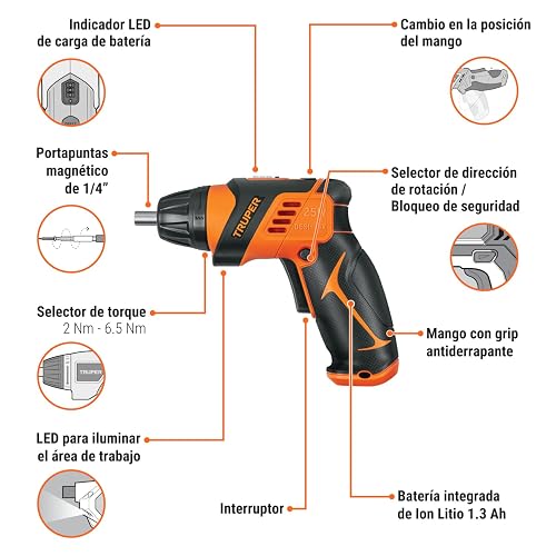 Truper DESI-36X, Destornillador inalámbrico 2 posiciones, 3.6 V