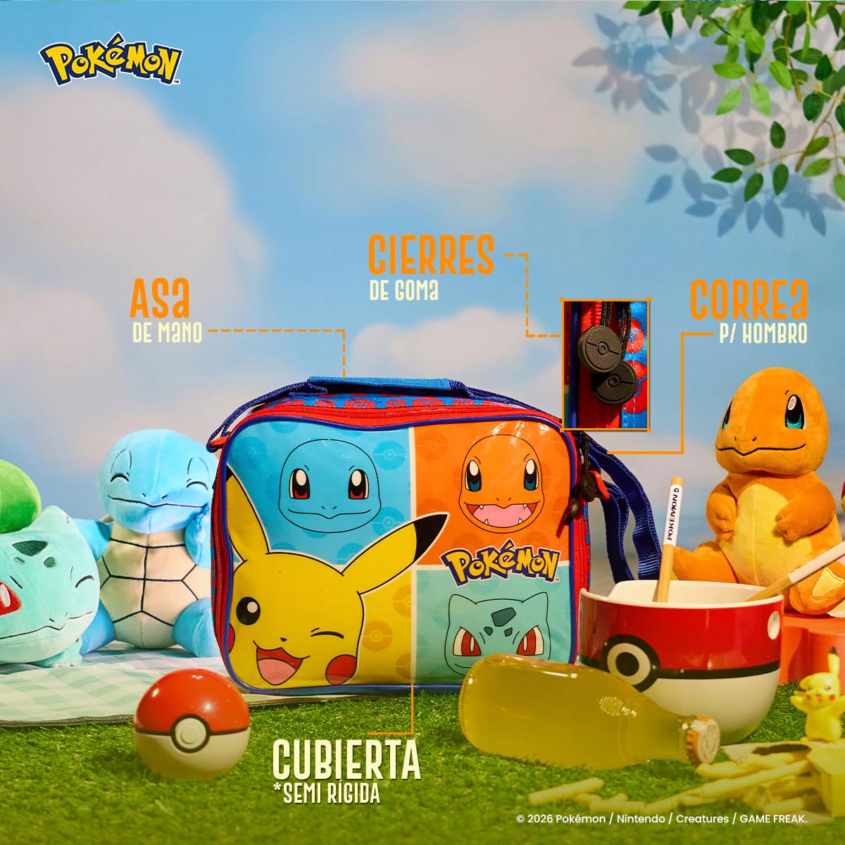 Pokémon Lonchera Térmica Keepack Escolar, Bolsa de Almuerzo Resistente para Niños y Uso Diario Infantil