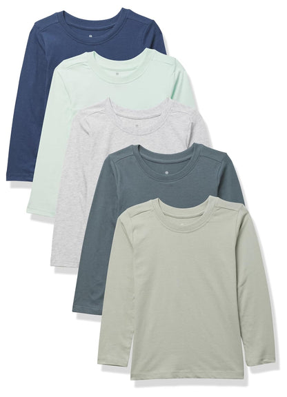 HonestBaby Paquete de 5 Camisetas de Manga Larga de algodón orgánico Camisas para bebés y niños pequeñosBebé-Niños