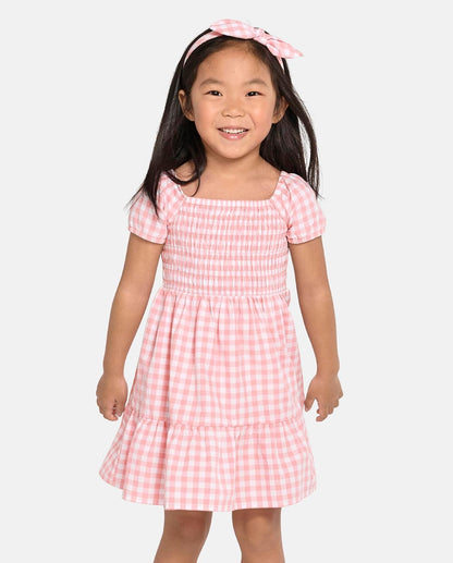 The Children's Place Vestido Elegante de Manga Corta para niños pequeños Vestido para ocasión Especial para Bebé-Niñas