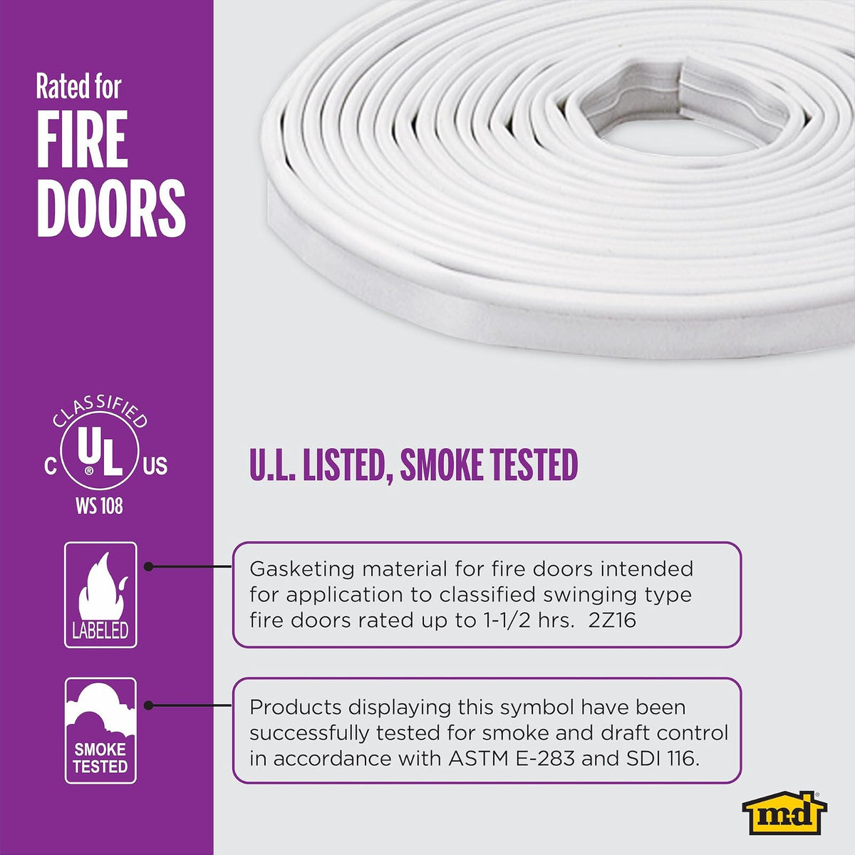 M-D Building Products 68676 Junta de goma de silicona altamente duradera para puertas y ventanas, flexible en temperaturas extremas, ideal para uso en interiores y exteriores, no requiere hardware