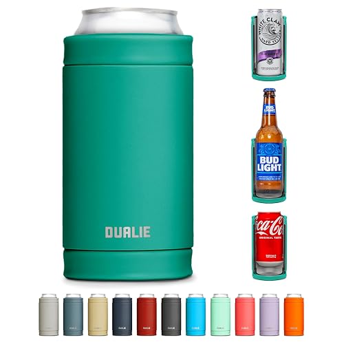 DUALIE Enfriador de latas 3 en 1 con aislamiento – Tamaño universal para latas de 12 onzas, latas delgadas y botellas – Turquesa