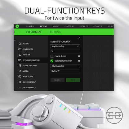 Razer Tartarus Pro Gaming Keypad: Mercury White | Disparador rápido, funcionamiento ajustable, 32 teclas programables, macro personalizables, iluminación Chroma RGB