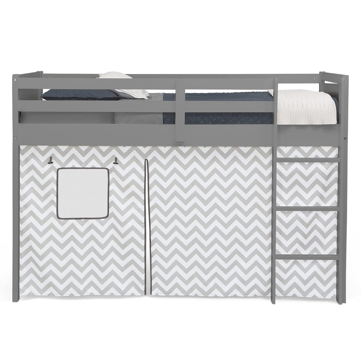 Delta Children Carpa Tipo Cortina para Cama Alta Twin (la Cama se Vende por Separado) - Estilo: Gris Chevron