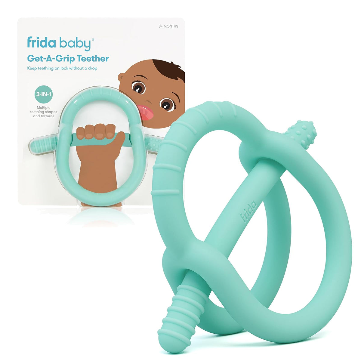 Frida Baby Get-A-Grip Mordedor de Silicona, 0 a 18 Meses - Verde Agua