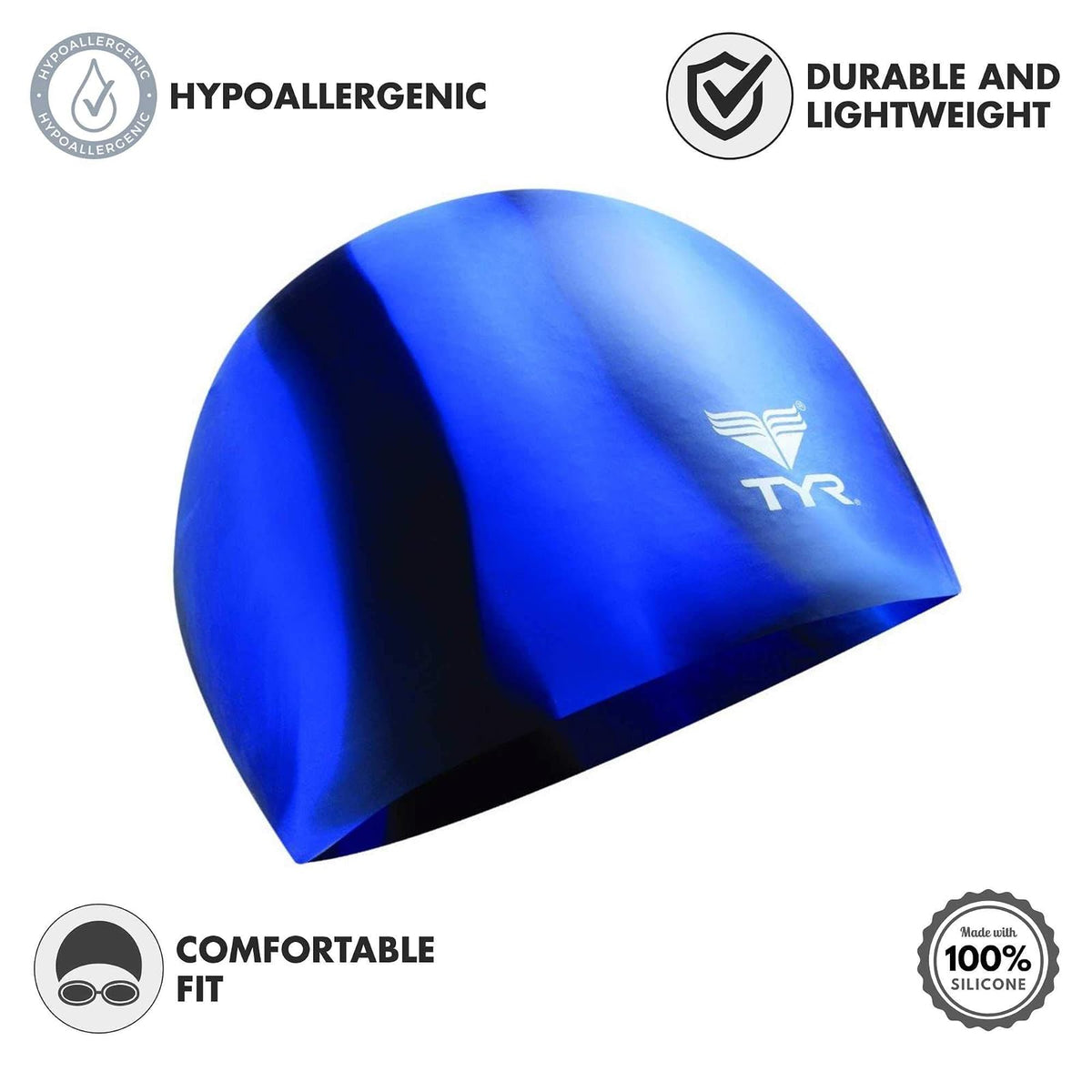 TYR Gorro de natación de Silicona Multicolor para Adultos