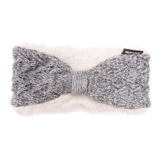 MUK LUKS - Diadema estándar para mujer, diseño de mariposa, acrílico y lurex, color marfil/gris jaspeado