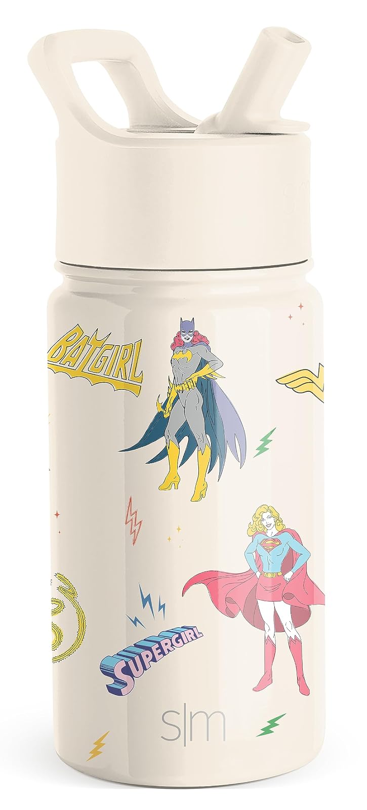 Simple Modern Summit Botella de Agua para Niños con Popote - 14 onzas - DC Comics: Super Hero Girls
