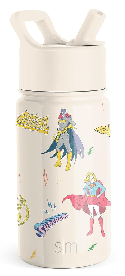 Simple Modern Summit Botella de Agua para Niños con Popote - 14 onzas - DC Comics: Super Hero Girls