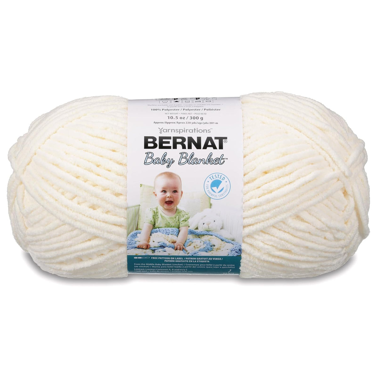 Bernat Baby Blanket Estambre Chenilla para Bebé - 1 paquete - vainilla