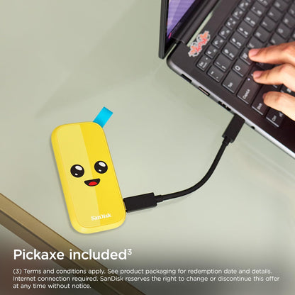 SanDisk Fortnite SSD portátil de 1 TB - hasta 800 MB/s, USB-C, USB 3.2 Gen 2, protección contra caídas, Peely Edition SDSSDE30-1T00-G25F