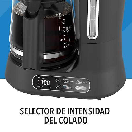 PowerXL Cafetera Programable 12 Tazas para Café Frío y Caliente, CM0122 | Panel digital para tener tu café listo cuando desees, con sistema de goteo Vortex para un sabor intenso y fresco
