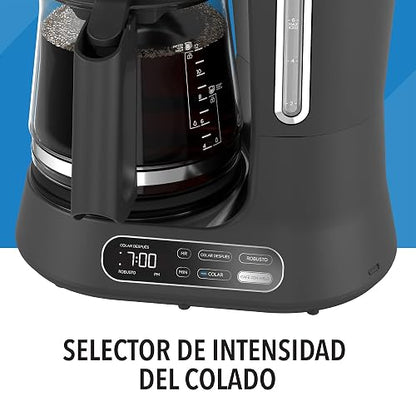 PowerXL Cafetera Programable 12 Tazas para Café Frío y Caliente, CM0122 | Panel digital para tener tu café listo cuando desees, con sistema de goteo Vortex para un sabor intenso y fresco