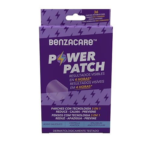 BENZACARE POWER PATCH Parche Invisible Ultraligero y Ultrafino que Reduce Visiblemente las Immperfecciones Granos y Espinillas con Resultados Visibles en 4 Horas Caja con 36 piezas