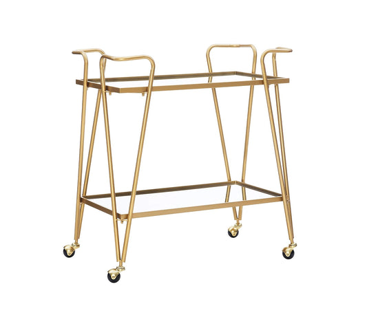 Linon AMZN0215 Gina Mid-Century Gold Bar Cart