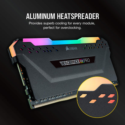 Corsair Vengeance RGB Pro Schwarz 16GB Kit (2X 8GB) DDR4-3200 CL16 DIMM Arbeitsspeicher