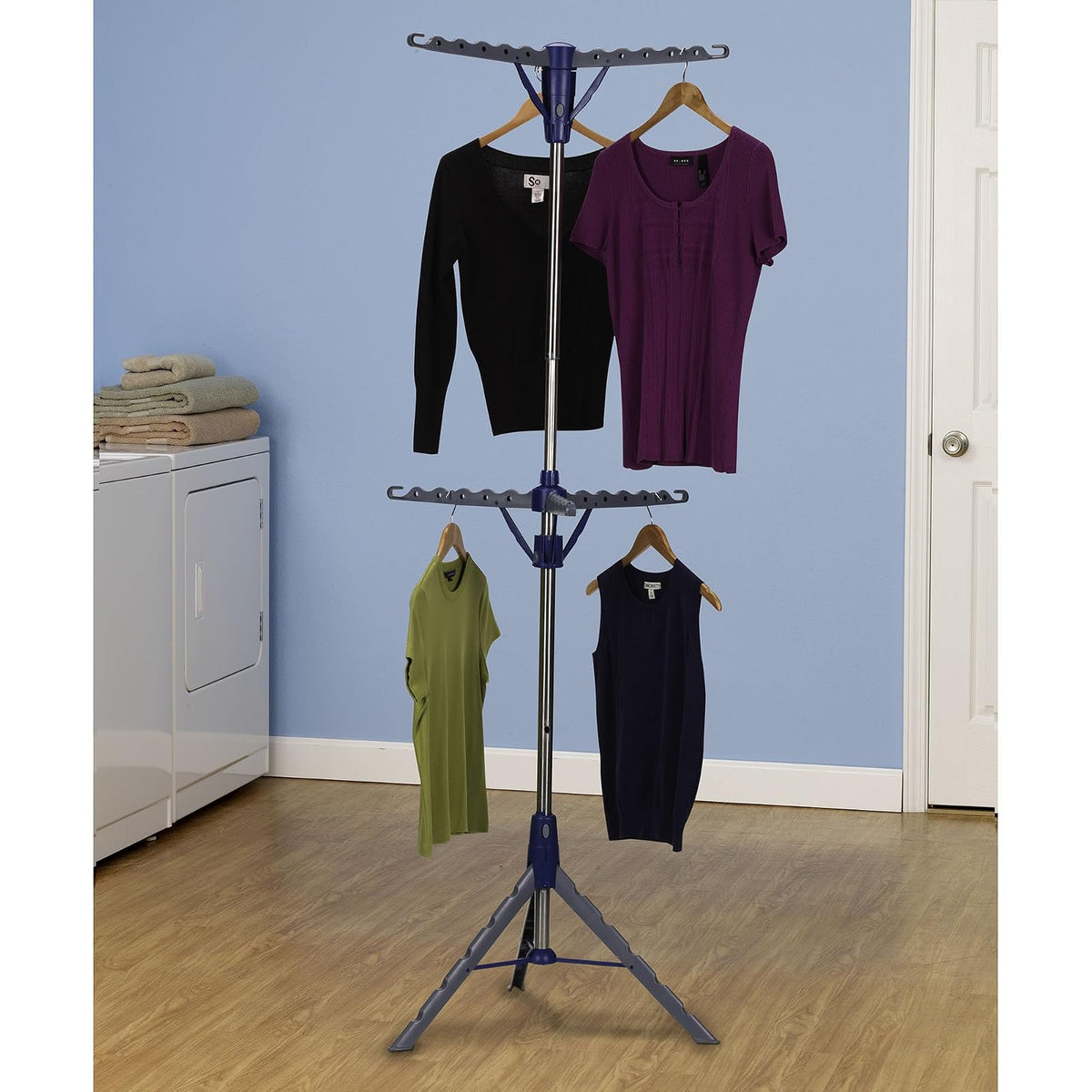 Household Essentials 5006-1 - Tendedero de interior con asa para ropa, 2 gradas , Large, 4