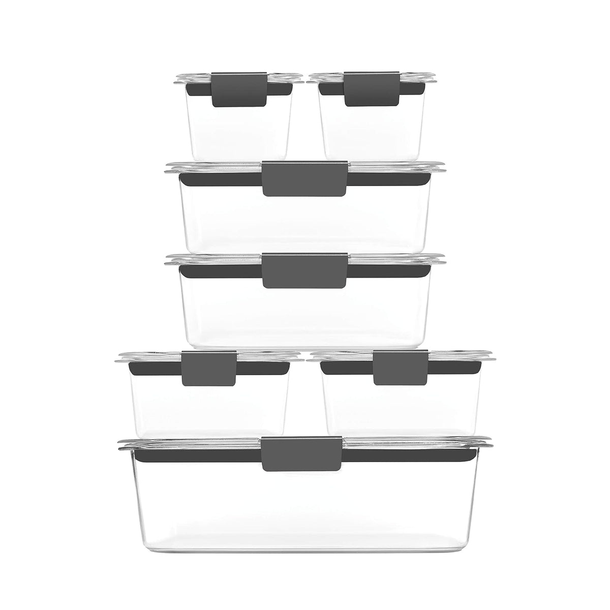 Rubbermaid 2108377 - Juego de 14 recipientes (7 tapas y 7 contenedores.)de plástico sin BPA a prueba de fugas, transparente