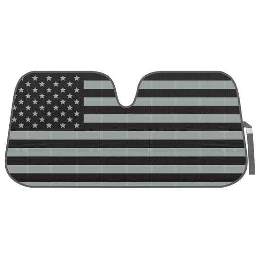 BDK Parasol para parabrisas de la bandera estadounidense para automóvil, camión y SUV, parasol plegable para ventana delantera, protección contra el calor, protector solar del automóvil bloquea los rayos UV y mantiene el vehículo fresco (58 x 27 pulgadas)