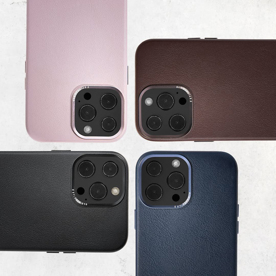 DECODED Cubierta Trasera para iPhone 13 Pro (6.1 Pulgadas) | Cuero de Grano Completo (Azul Marino Mate)