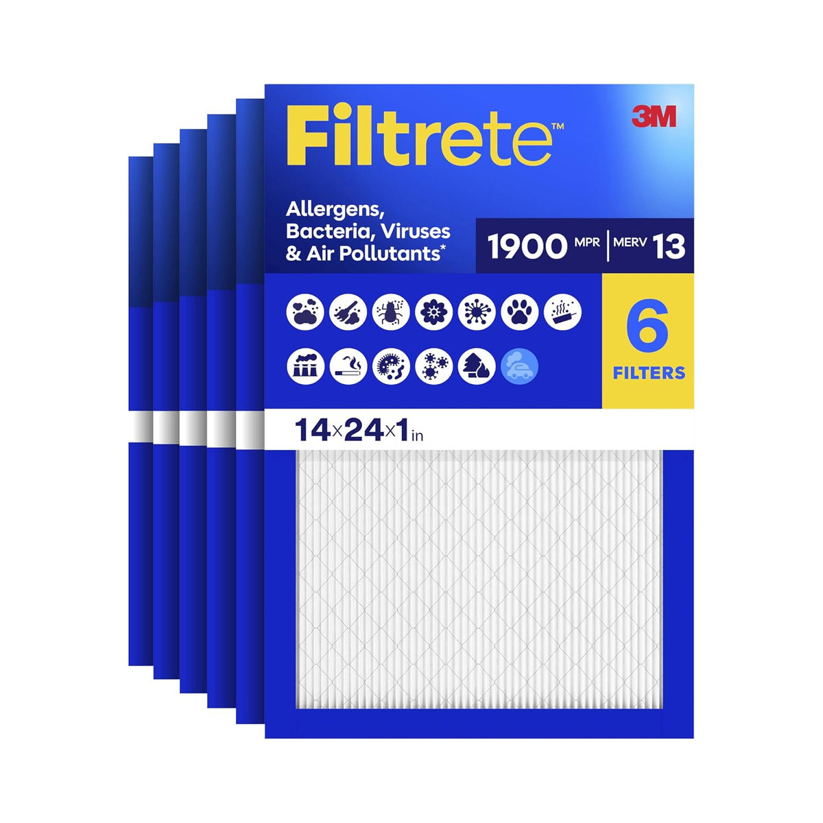 Filtrete UT23-6PK-1E - Filtro de aire, 14 x 24 x 1, color blanco - 14 x 24 x 1 - paquete de 6 unidades.