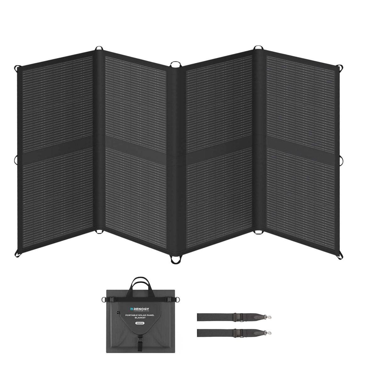 Renogy - Manta de panel solar portátil de 200 W, 25% de alta eficiencia, cargador solar plegable tipo N para central eléctrica, ahorro de espacio ligero de 8 pliegues, salida USB-A tipo C, para