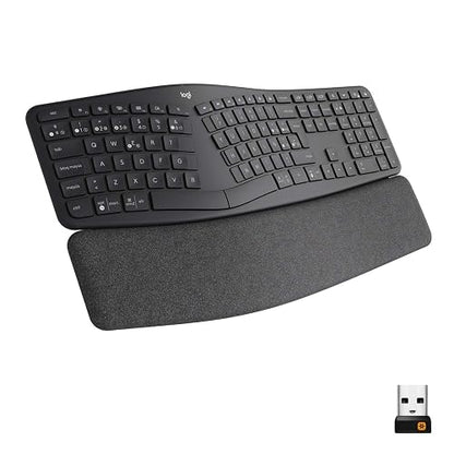 Logitech Ergo K860 Teclado inalámbrico y ergonómico - Teclado Partido, Escritura Natural, conectividad Bluetooth y USB, Compatible con Windows/Mac - Negro
