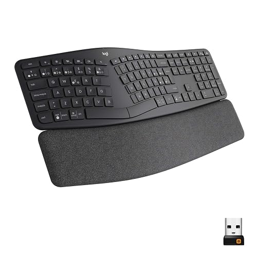 Logitech Ergo K860 Teclado inalámbrico y ergonómico - Teclado Partido, Escritura Natural, conectividad Bluetooth y USB, Compatible con Windows/Mac - Negro