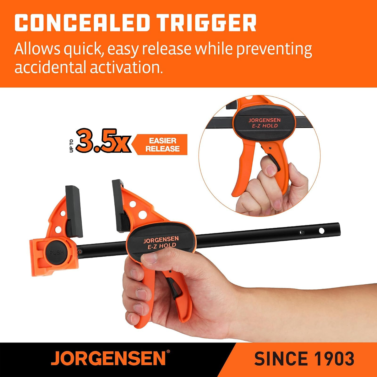 Jorgensen 99216A juego de abrazaderas de barra de 6 pulgadas, 4 unidades, con una sola mano, sujeción E-Z