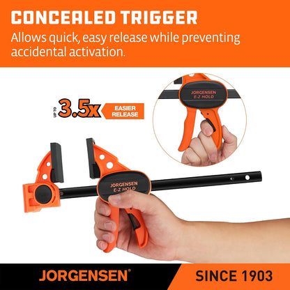 Jorgensen 99216A juego de abrazaderas de barra de 6 pulgadas, 4 unidades, con una sola mano, sujeción E-Z