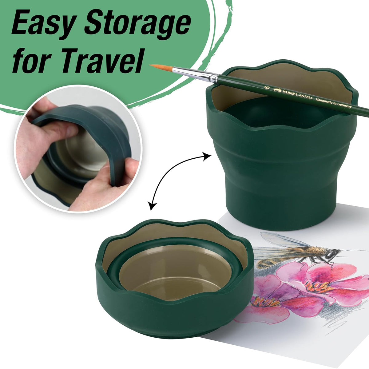 Faber-Castell Clic & Go Artist - Taza de agua, color verde oscuro