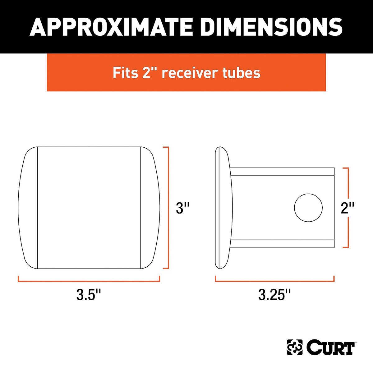 CURT Cubierta de Enganche de Remolque de Acero Negro 22750, Receptor de 2 in