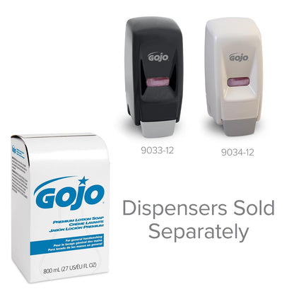Gojo Premium Lotion Soap, Waterfall Fragrance, 800 mL Lotion Hand Soap Refill 800 Series Bag-In-Box Soap Dispenser (Pack of 12) - 9106-12