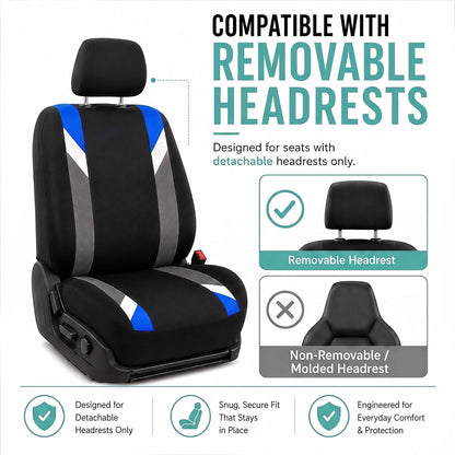 FH GROUP FB033BLUE102 Bucket Seat Cover (Modernistic Airbag Compatible (Set of 2) Blue)
