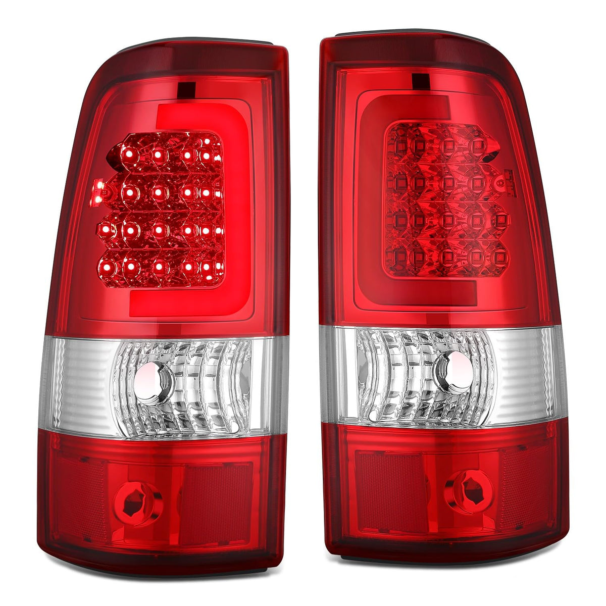 DNA Motoring TL-CSIL03-LED-3D-CH-RD Luz Trasera LED 3D para Silverado 2003-2006 y Sierra 2007, Rojo - Rojo - - Silverado 1500 2500 3500 HD - 2007 Silverado Sierra 03-06 [barra LED 3D]