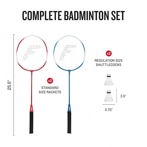 Franklin Sports Juego de bádminton de Repuesto para 2 Jugadores, 2 Raquetas de bádminton y 2 Volantes para Adultos y niños