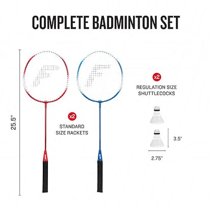 Franklin Sports Juego de bádminton de Repuesto para 2 Jugadores, 2 Raquetas de bádminton y 2 Volantes para Adultos y niños