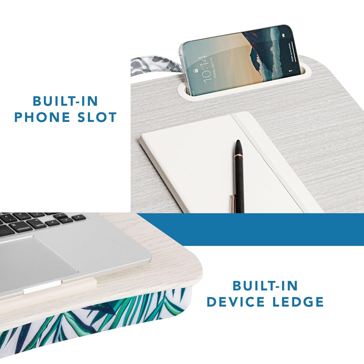 LapGear - computadora de diseño con Soporte para teléfono y Reborde para Dispositivos, Hojas de Palma Tropicales, se Adapta a portátiles de hasta 15.6 Pulgadas, Estilo n.º 45427