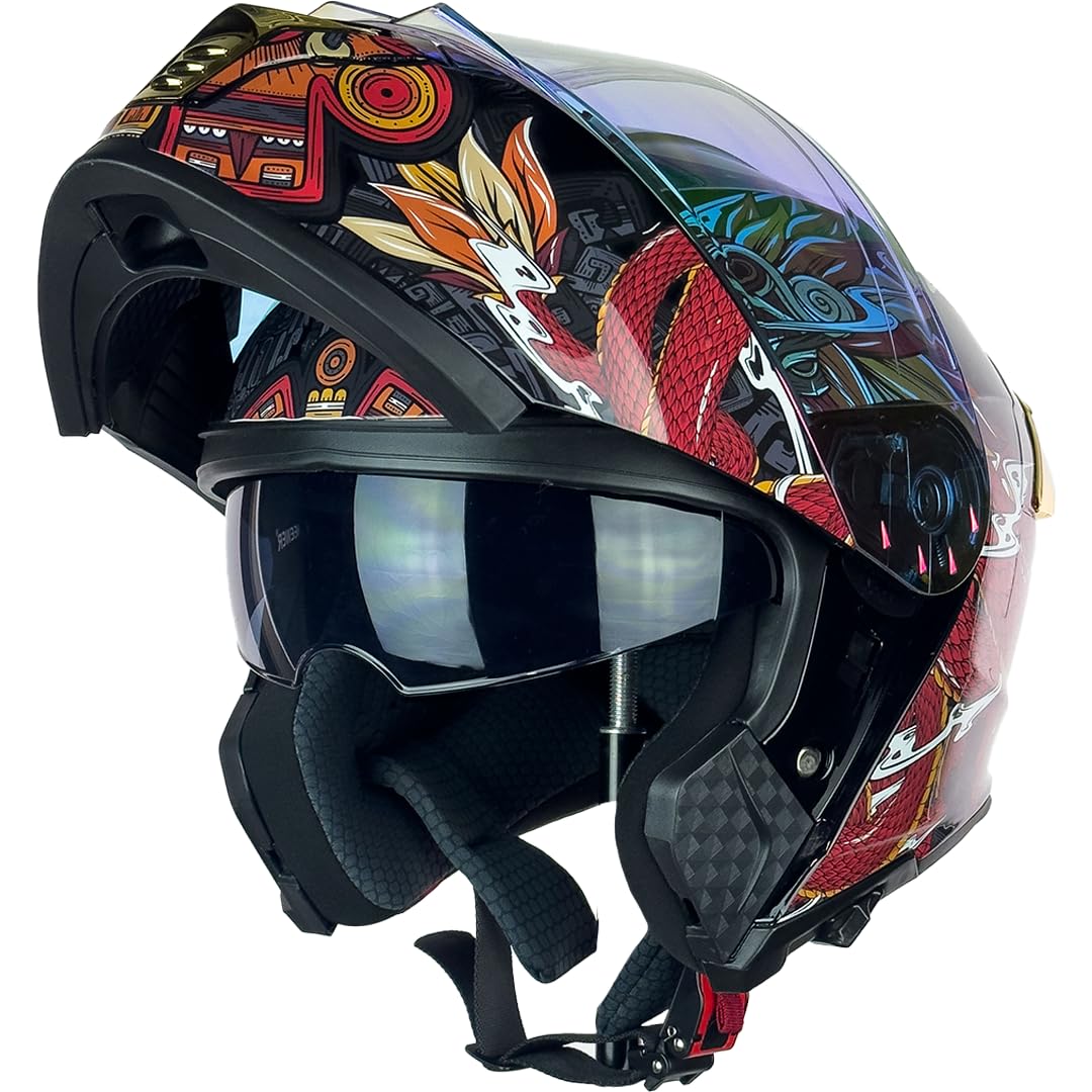 KOV Casco Thunder Quetzalcoatl Rojo Abatible Dot Talla XXL