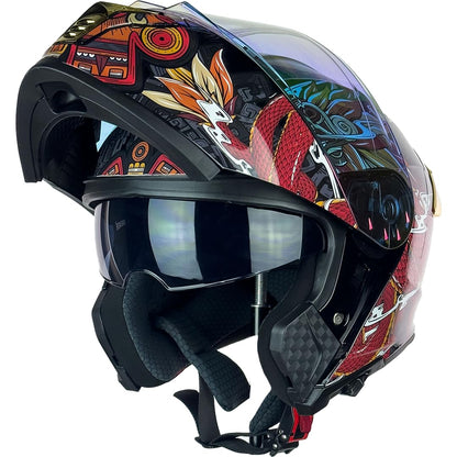 KOV Casco Thunder Quetzalcoatl Rojo Abatible Dot Talla XXL